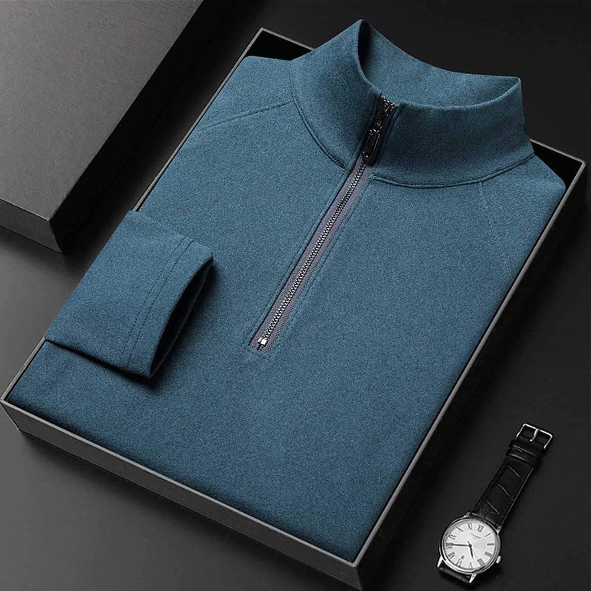 Мужская толстовка из плотного вельвета (380 г), новая модель осень-зима 2025, с воротником-стойкой, длинным рукавом, теплая,...