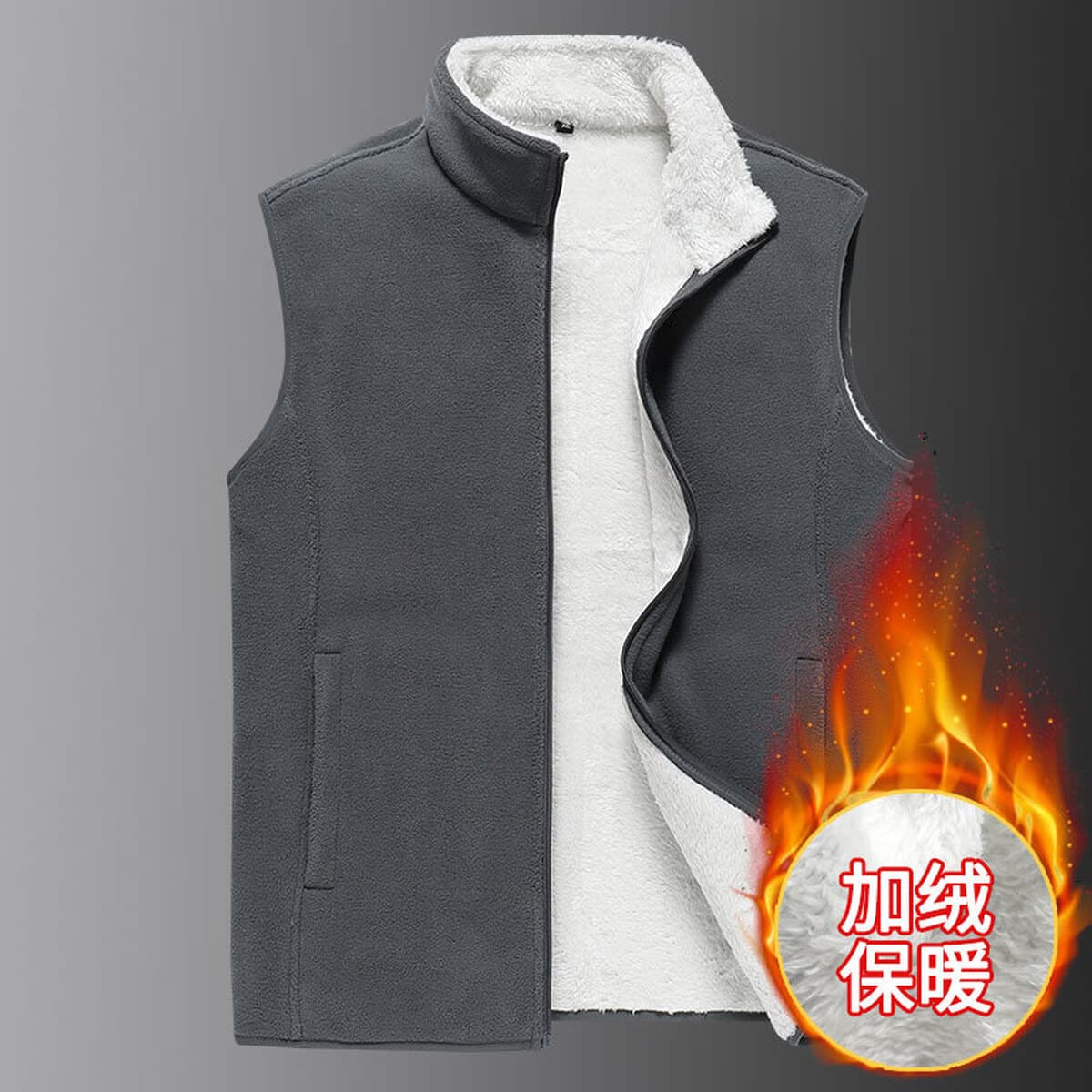 Мужской флисовый жилет на осень и зиму, однотонный, повседневный, утепленный, больших размеров, для работы