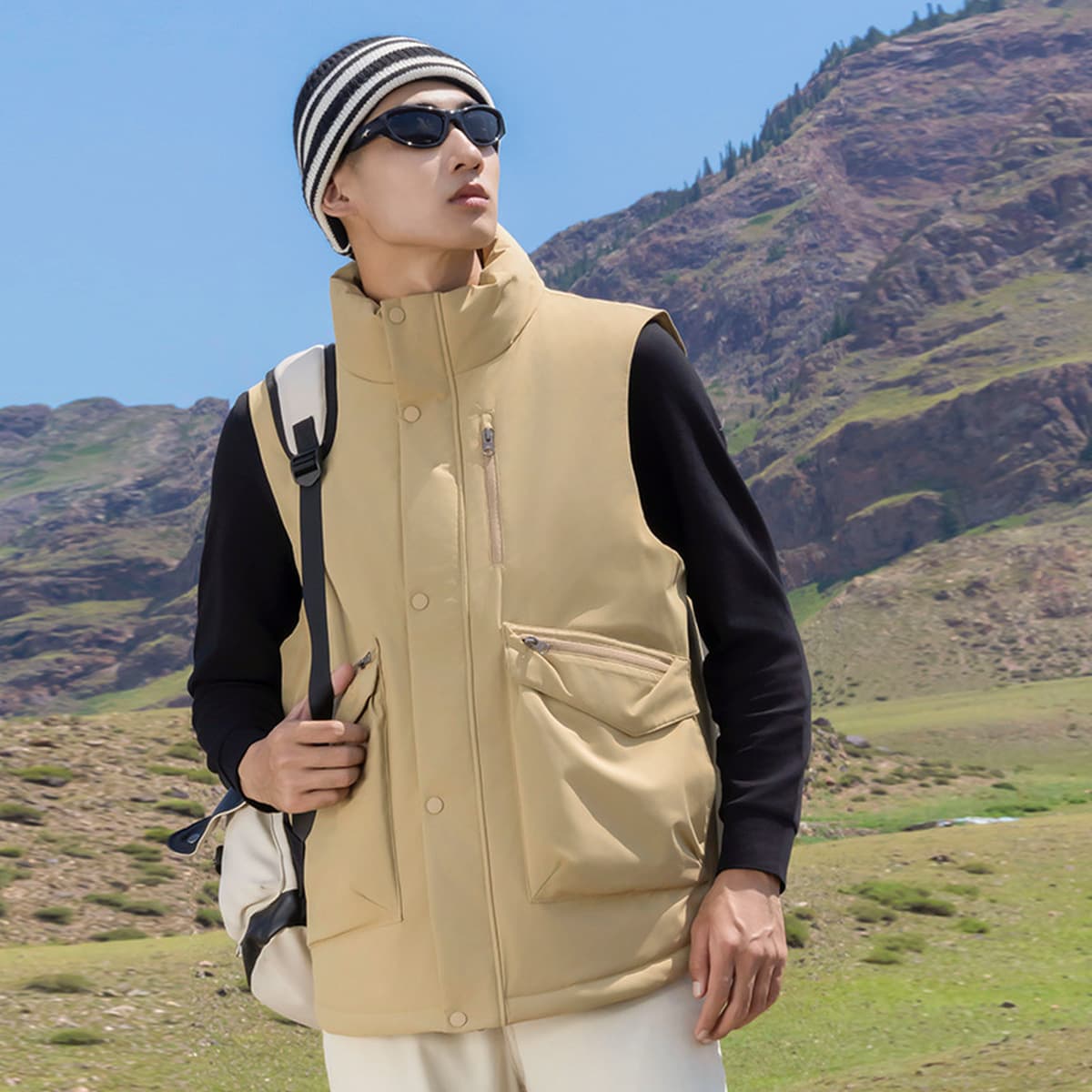 Мужской воротник пуховый жилет повседневный свободный бархат утолщение и утолщение