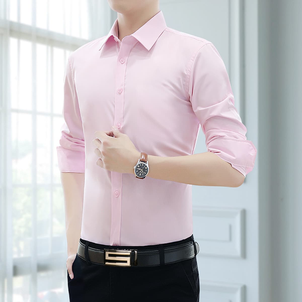 Белая рубашка Мужская рубашка с длинными и короткими рукавами Профессиональная Мужская фиксирующая одежда больших размеров...