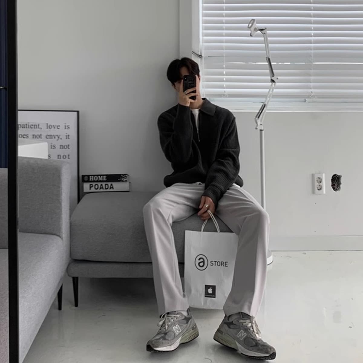 Японский продвинутый дизайн полузастежка на молнии свитер для мужчин ins прилив