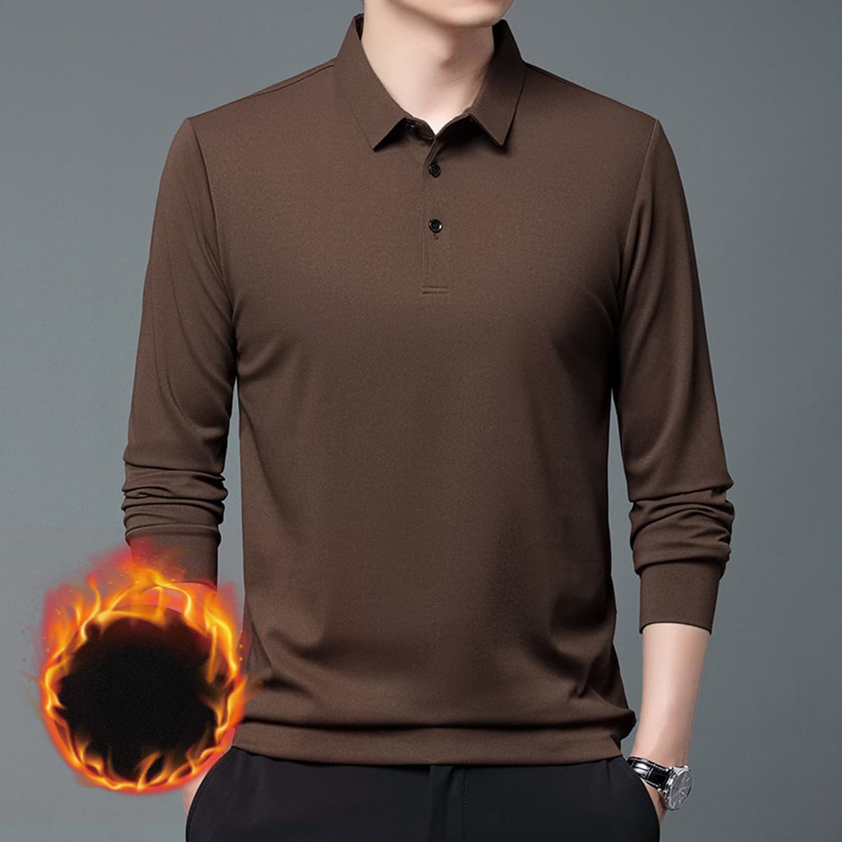 Новая утолщенная Мужская Повседневная деловая рубашка-Поло В президентском стиле на флисовой подкладке, бутик, Мужская...
