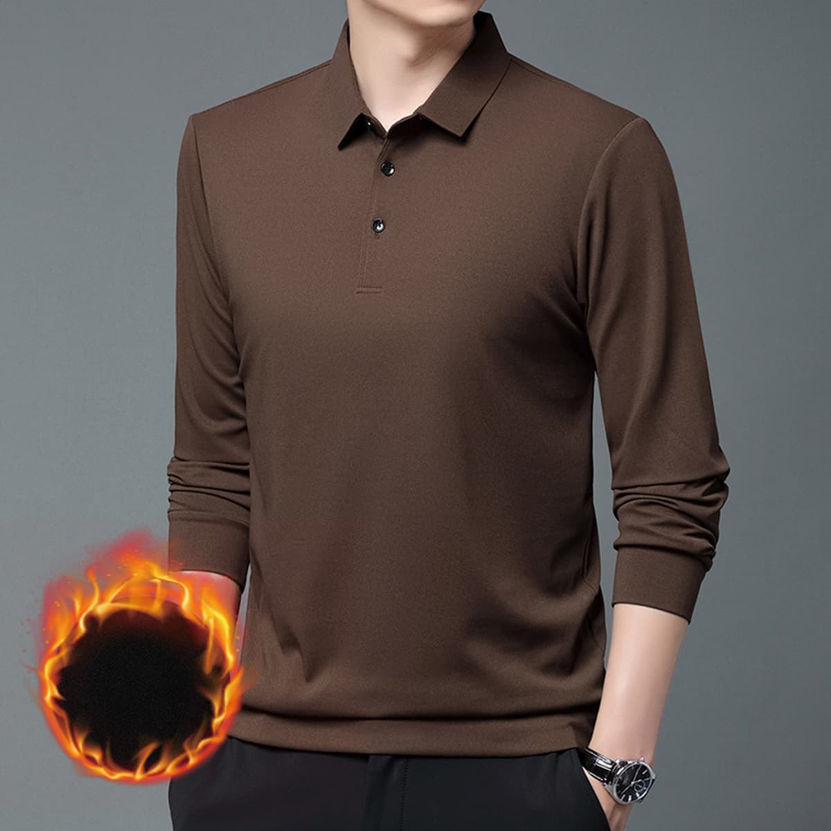 Новая утолщенная Мужская Повседневная деловая рубашка-Поло В президентском стиле на флисовой подкладке, бутик, Мужская...