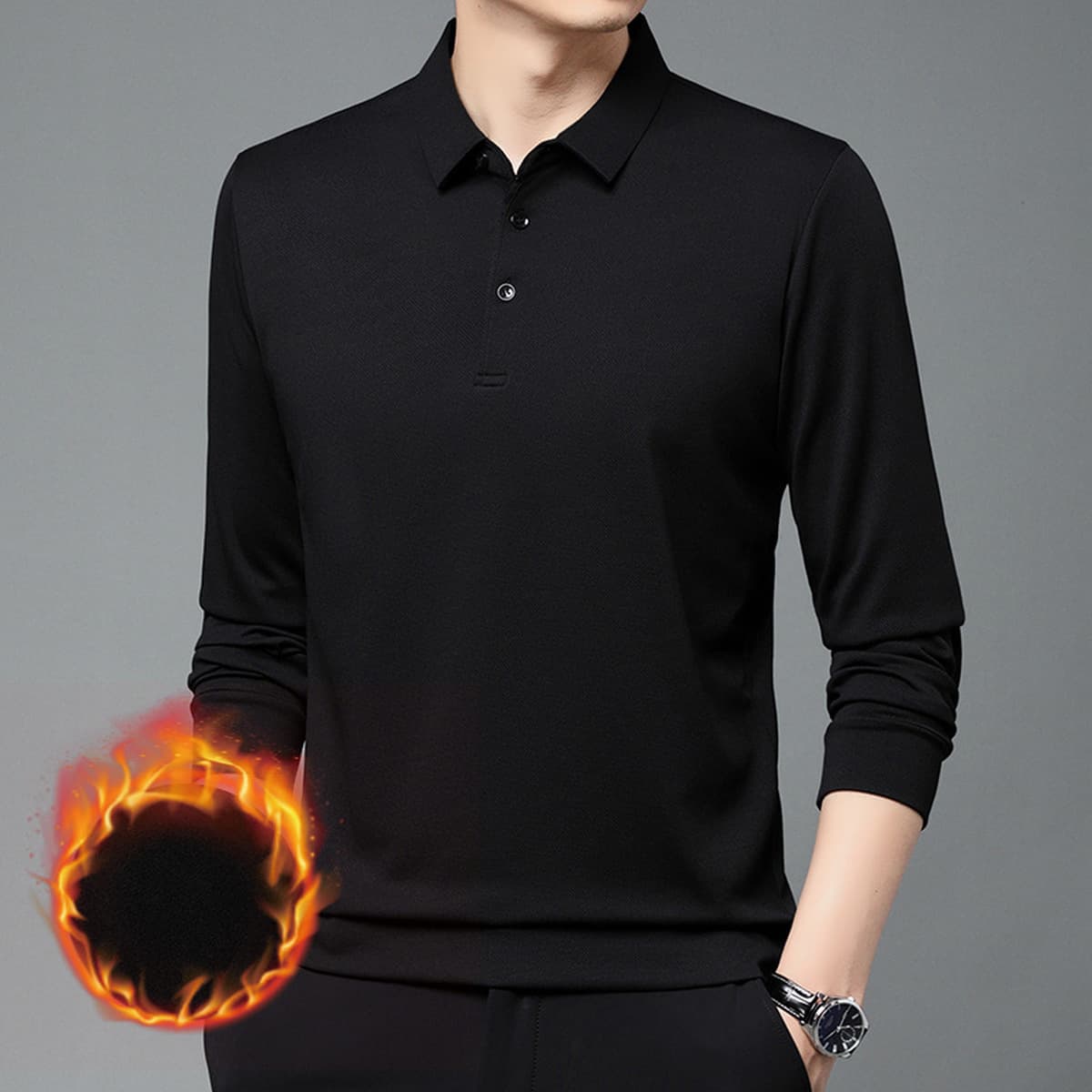 Новая утолщенная Мужская Повседневная деловая рубашка-Поло В президентском стиле на флисовой подкладке, бутик, Мужская...