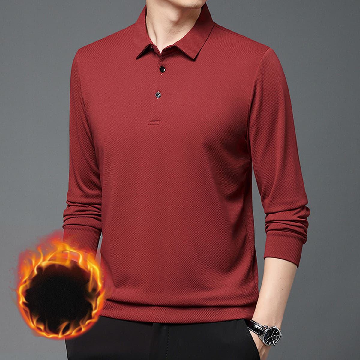 Новая утолщенная Мужская Повседневная деловая рубашка-Поло В президентском стиле на флисовой подкладке, бутик, Мужская...