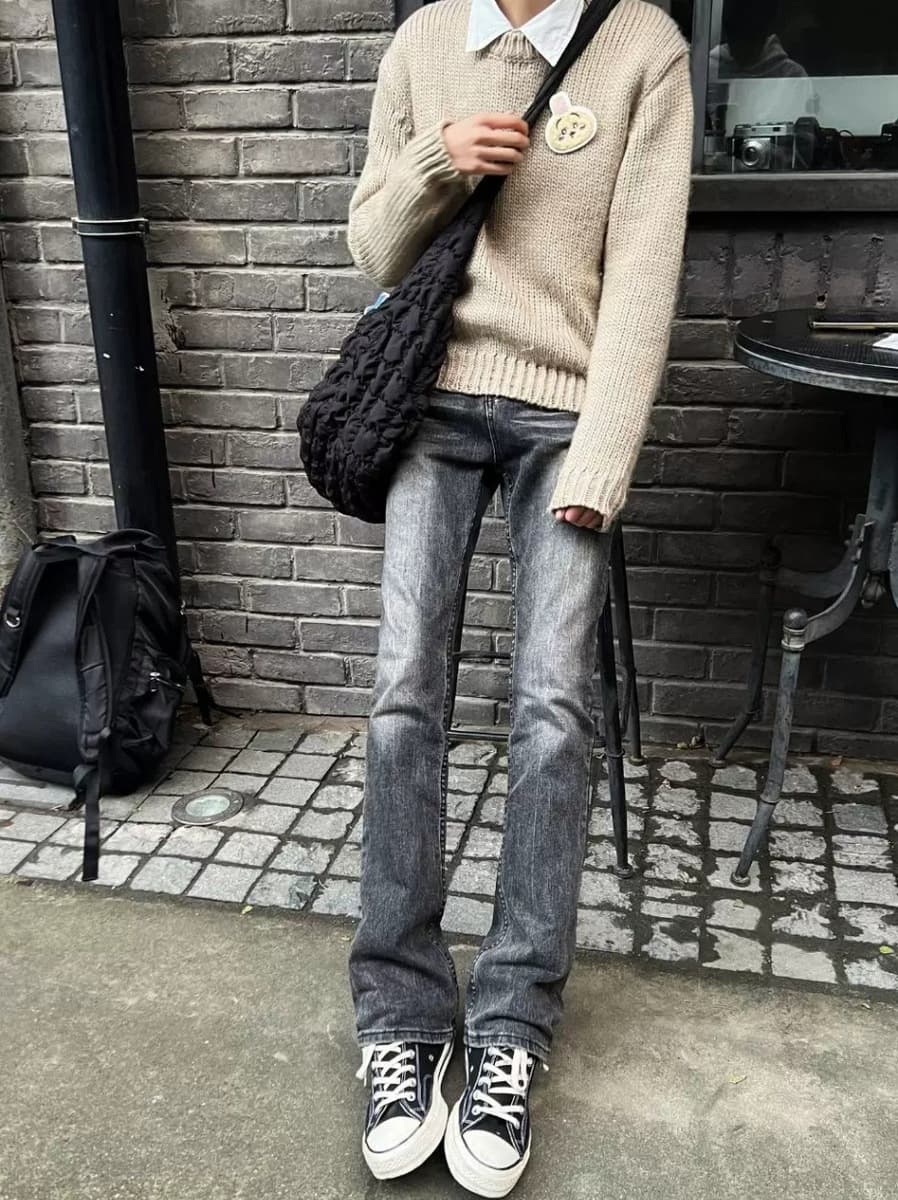 2025 новых мраморных черно-серых расклешенных джинсов для высоких и низких мужчин, американские уличные потертые длинные...