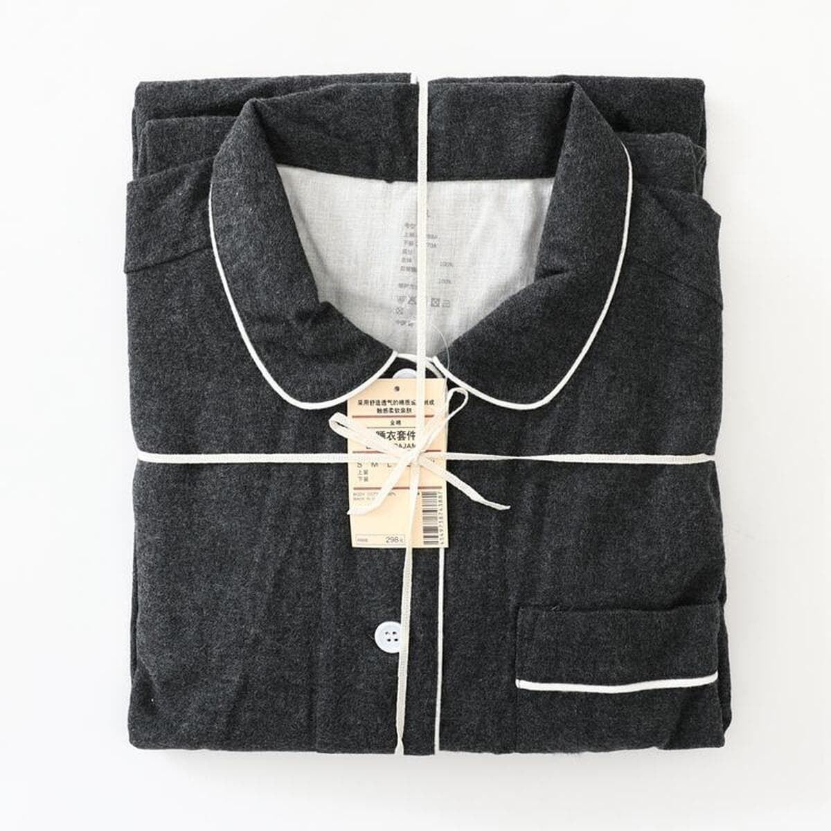 Неокрашенная домашняя одежда в японском стиле для осени и зимы, пижамы из чистого хлопка с начесом, мужской и женский...