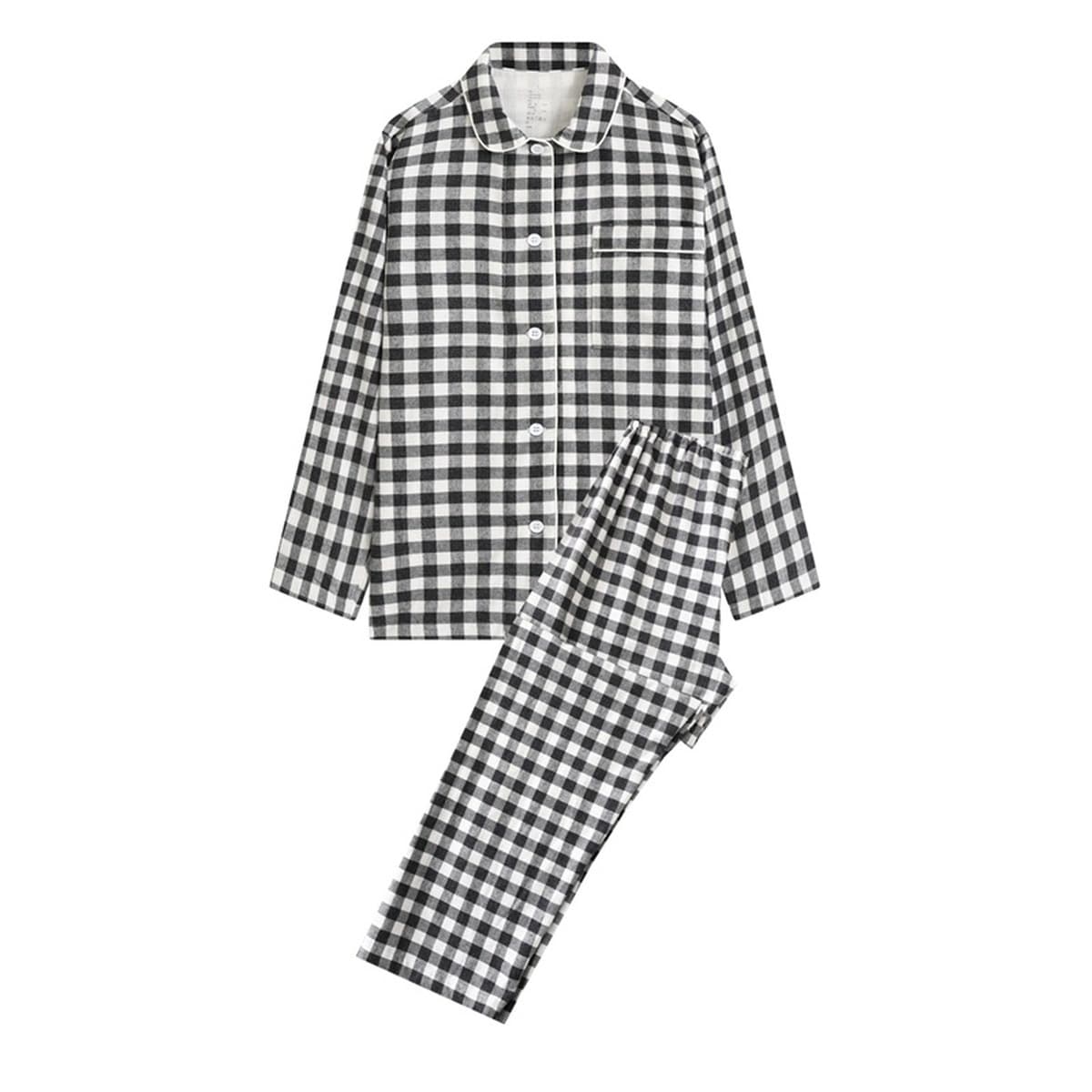 Двухниточная хлопковая фланелевая домашняя одежда в японском стиле, пижамы, женские пижамы из чистого хлопка, осенне-зимние...