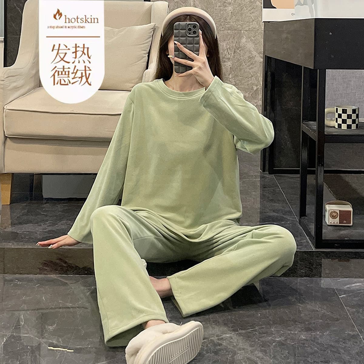 Осенняя и зимняя новая двухсторонняя домашняя одежда Delong простой, премиум мягкий, пара пижамы, женщины могут носить...