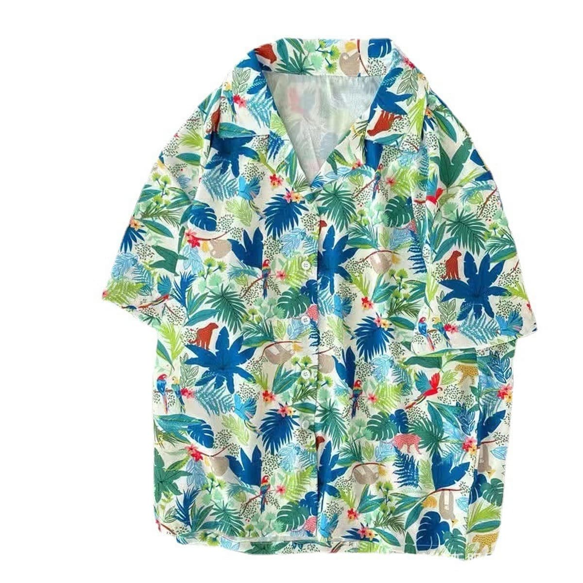 Костюм воротник 2025 новые мужские цветочные рубашки корейская версия свободная мода с принтом пляжный ветер повседневные...
