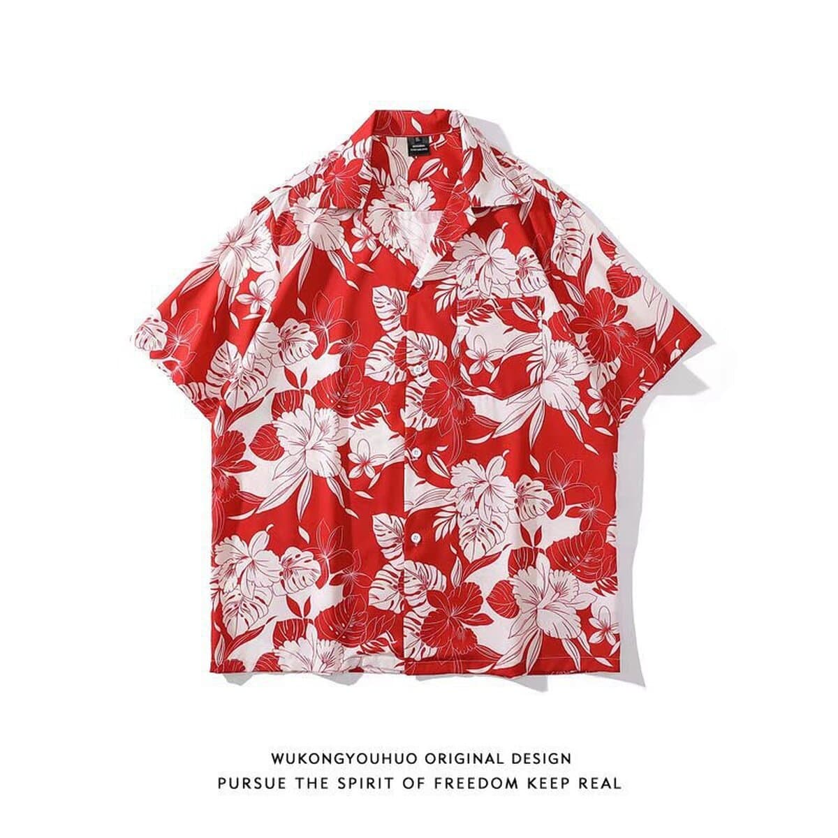 Костюм воротник 2025 новые мужские цветочные рубашки корейская версия свободная мода с принтом пляжный ветер повседневные...