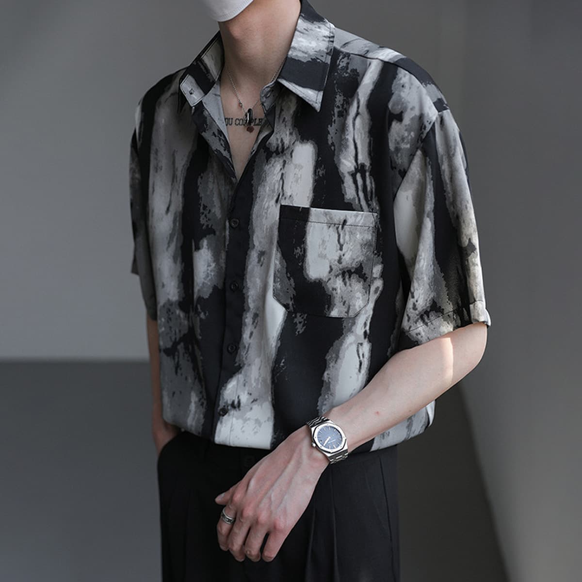 Гавайская цветочная рубашка мужская с короткими рукавами ледяной шелк прилив пляжная рубашка летняя тонкая свободная куртка...