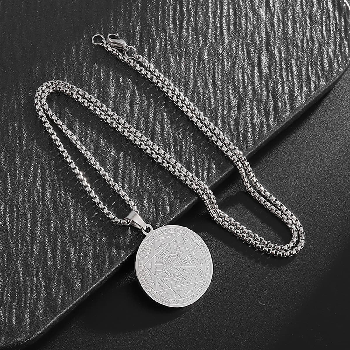 Подвеска "Семь ангелов" с магическим массивом, религиозный тотем, рунический знак, круглое мужское ожерелье из нержавеющей...