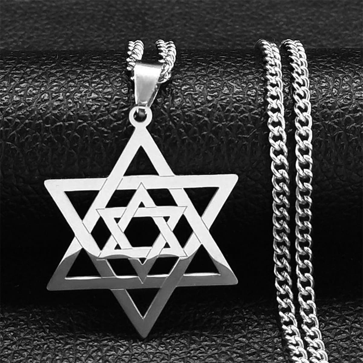 Мужской кулон-шестигранник в стиле хип-хоп «Дэвид Шилд», модная цепочка из нержавеющей стали, кубинская цепь, религиозные...