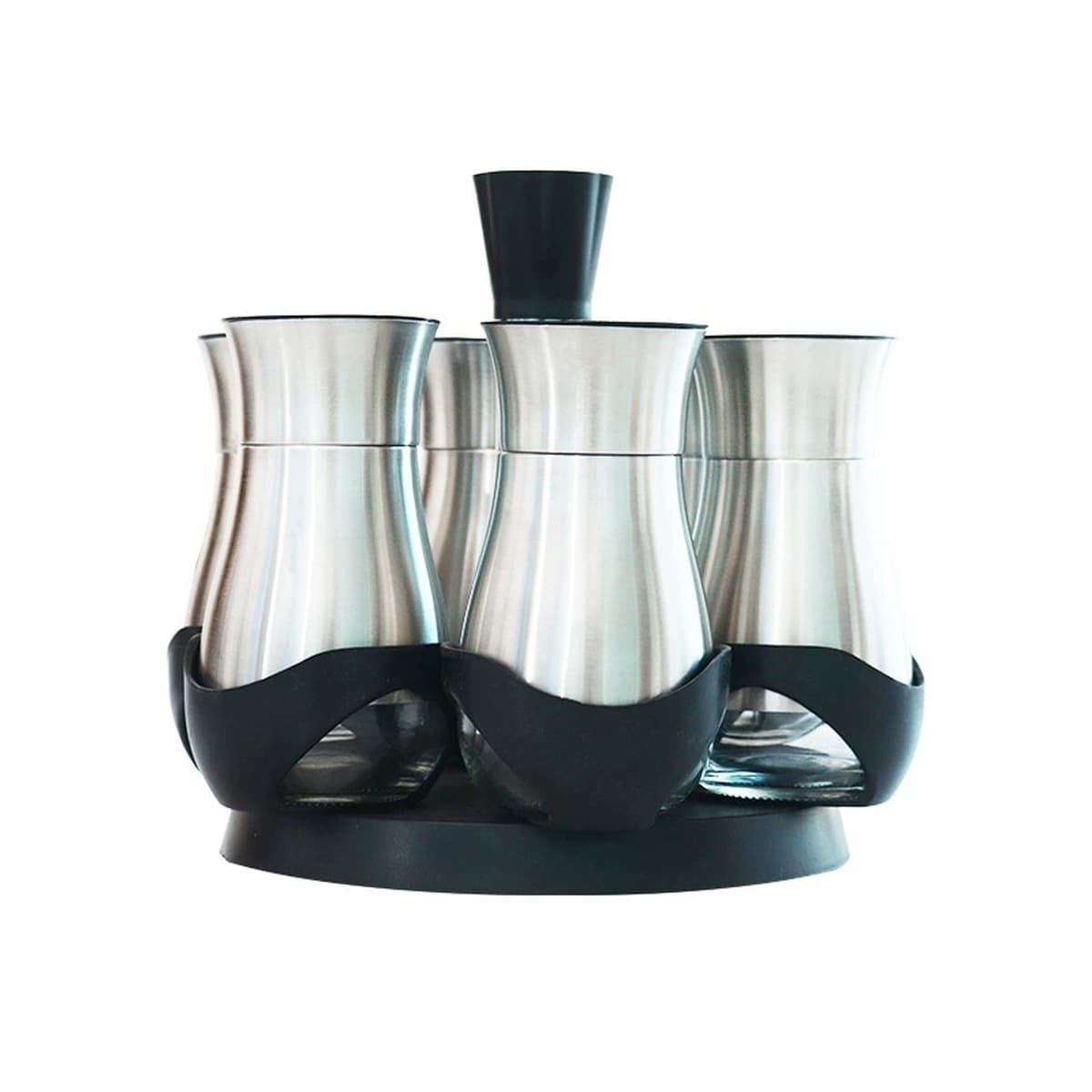 Кухонная вращающаяся банка для специй, бытовая настольная столешница, стильная солонка из нержавеющей стали, комбинированная...