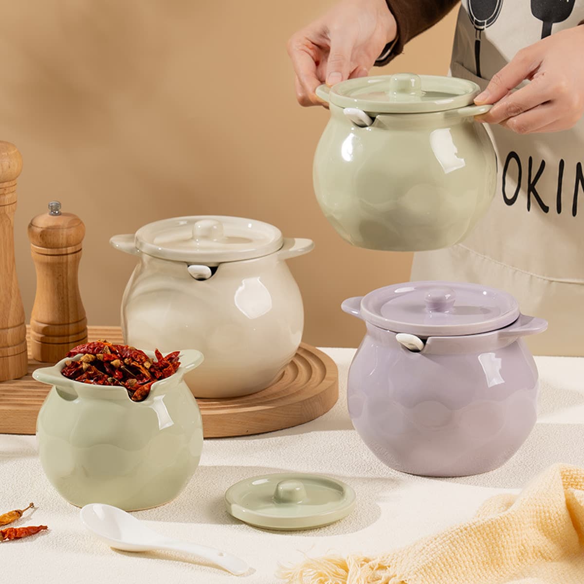 Новая бытовая жаропрочная керамическая банка для сливочного масла, кухонная банка для сахара, соли, масла чили, специальная...