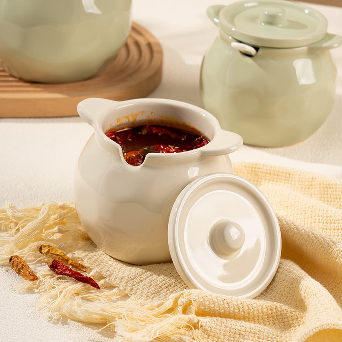 Новая бытовая жаропрочная керамическая банка для сливочного масла, кухонная банка для сахара, соли, масла чили, специальная...