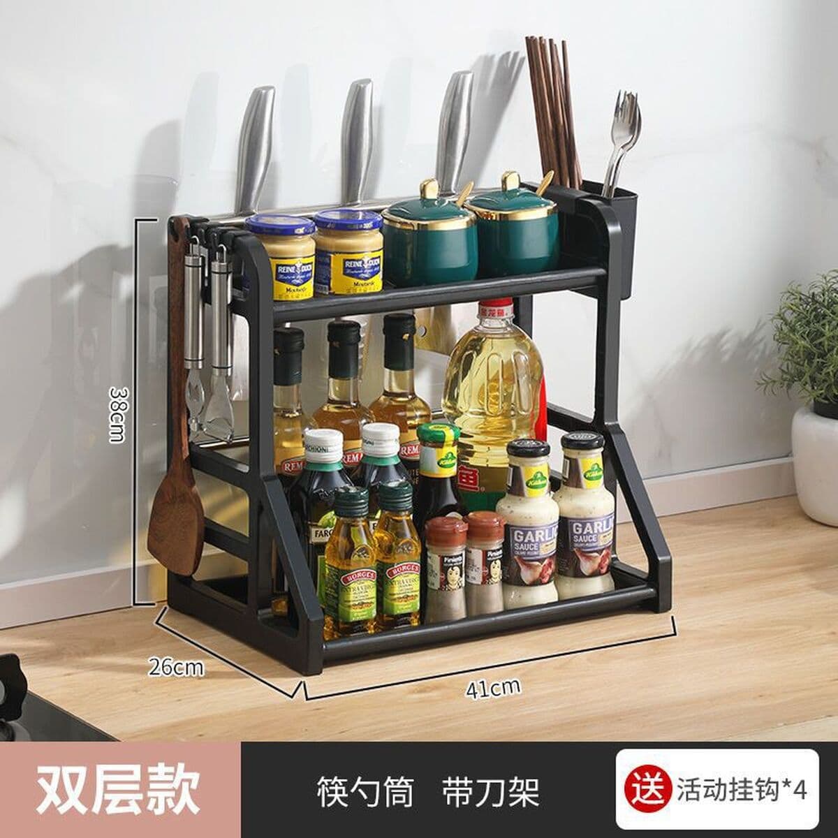 Кухонная полка для хранения Подставка для приправ Настольная многофункциональная приправа Неперфорированные палочки для еды...
