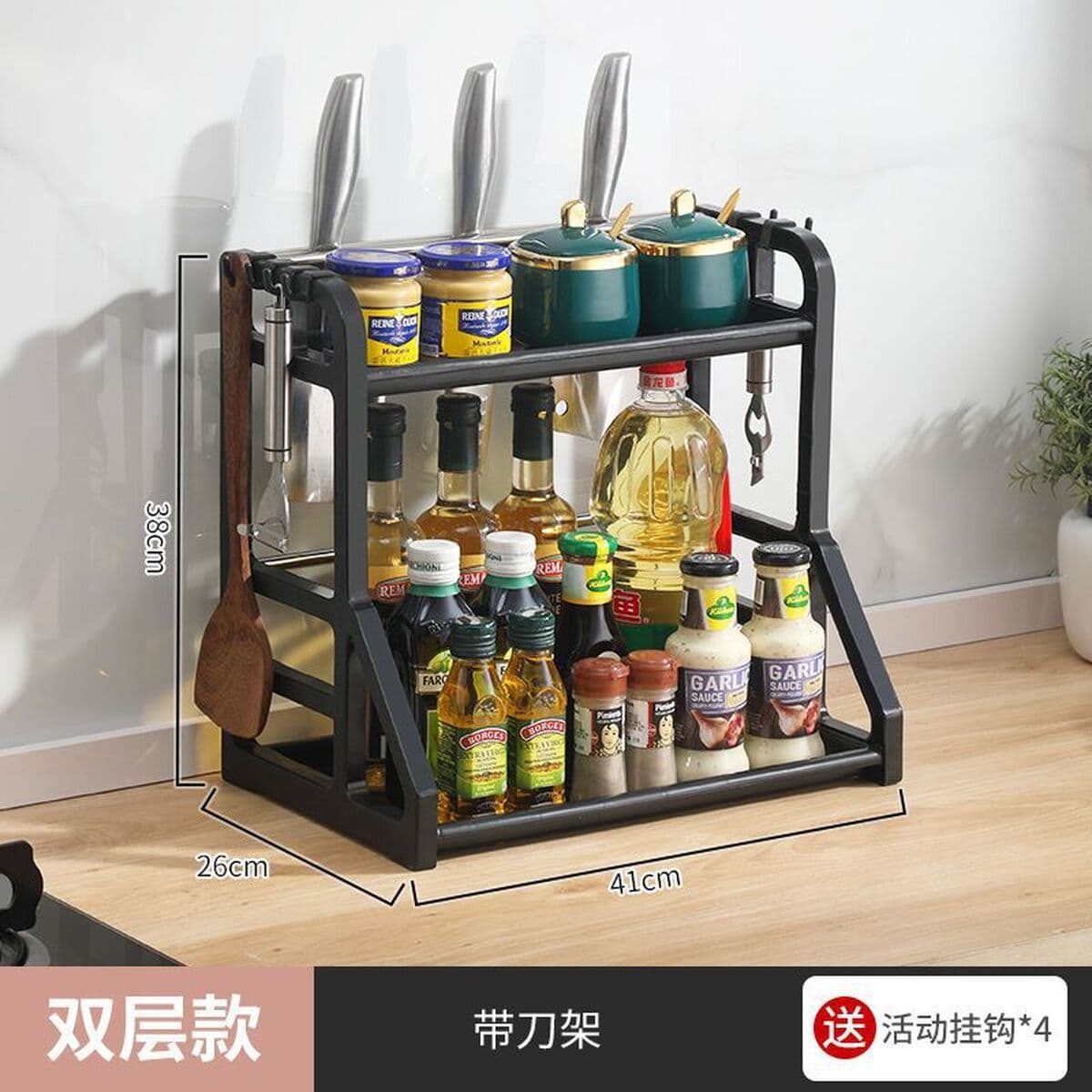 Кухонная полка для хранения Подставка для приправ Настольная многофункциональная приправа Неперфорированные палочки для еды...