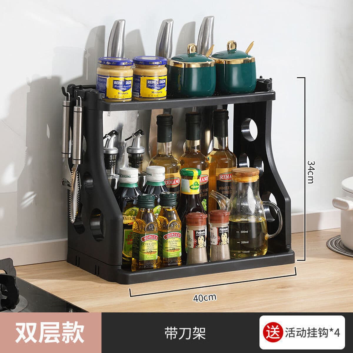 Кухонная полка для хранения Подставка для приправ Настольная многофункциональная приправа Неперфорированные палочки для еды...
