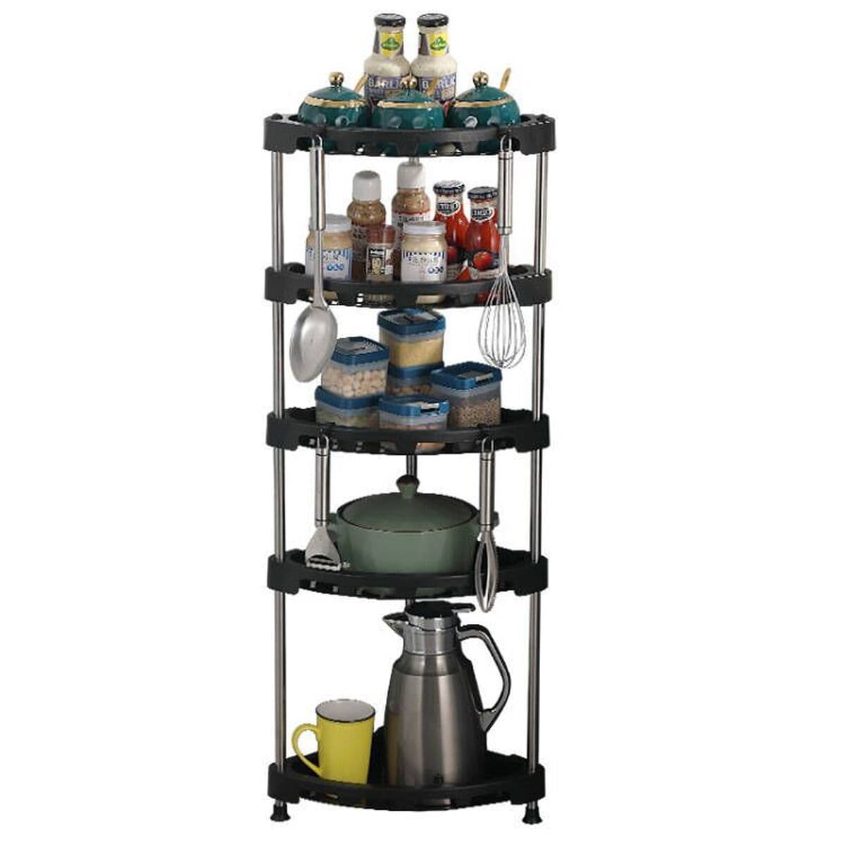 Кухонная стойка для хранения Угловая треугольная стойка для приправ Бытовые кухонные приправы Угловая многослойная напольная...