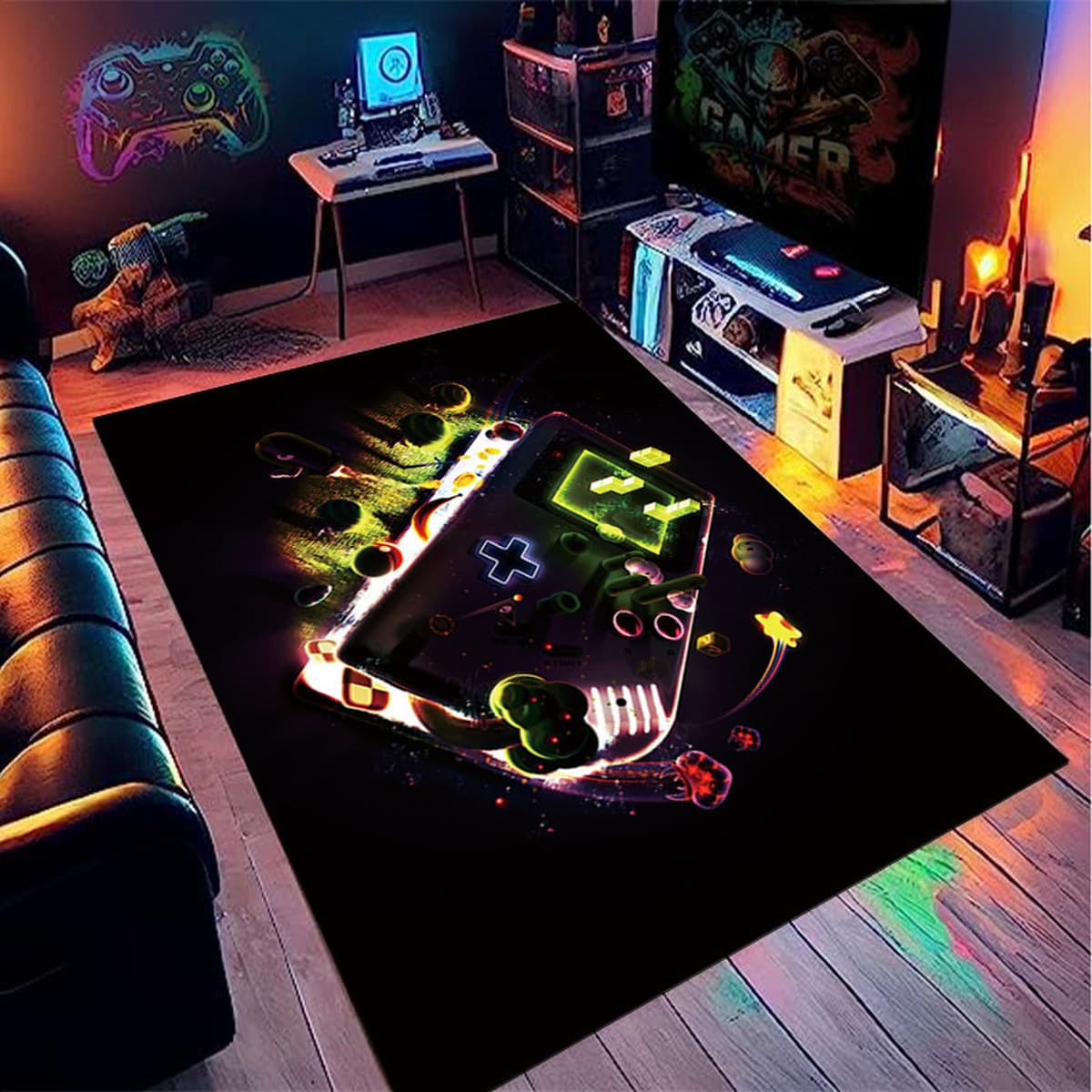 Ковер для игрового контроллера, декоративное одеяло для киберспортивной комнаты, прикроватное одеяло для спальни, креативный...