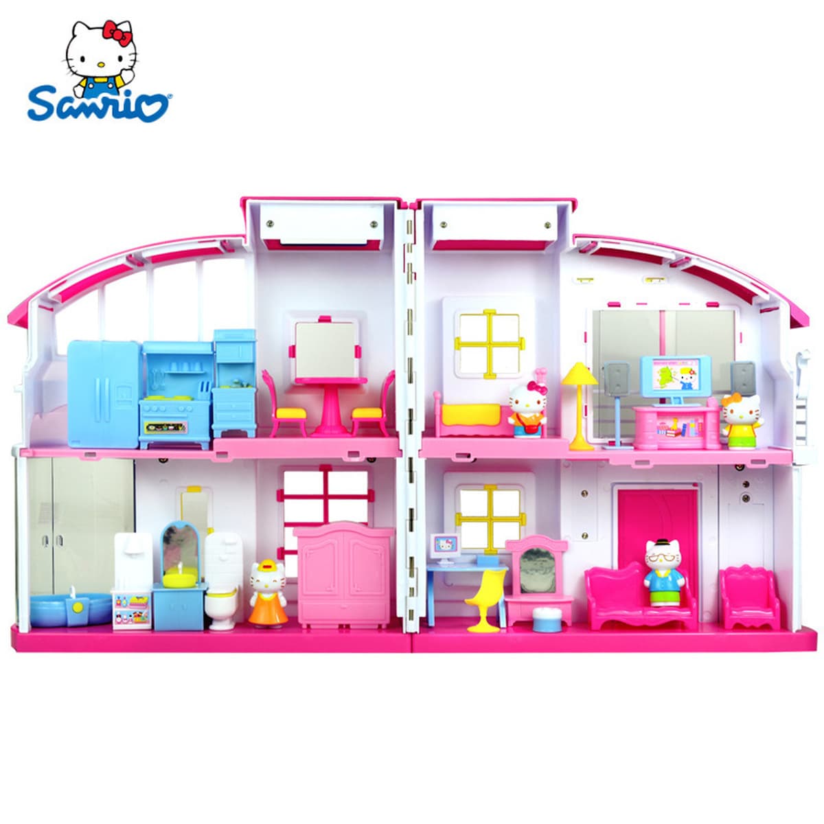 Привет Китти девочки играют в домик игрушки роскошный дом КТ моделирование вилла большой дом