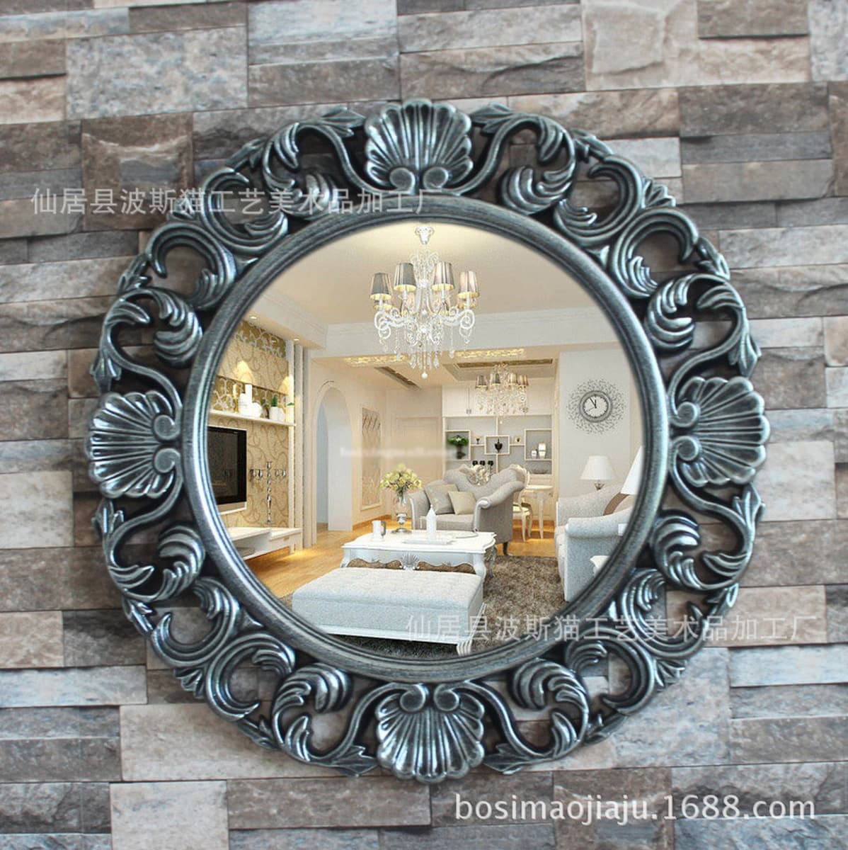 Прямая поставка с фабрики Европейское белое резное круглое зеркало для ванной комнаты зеркало для макияжа туалетное зеркало...
