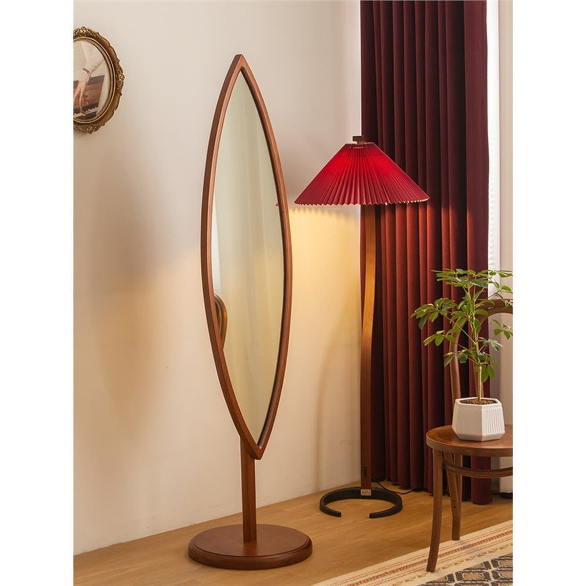 Вишневое дерево ретро зеркало от пола до пола от пола до потолка домашнее зеркало из цельного дерева зеркало для одежды...