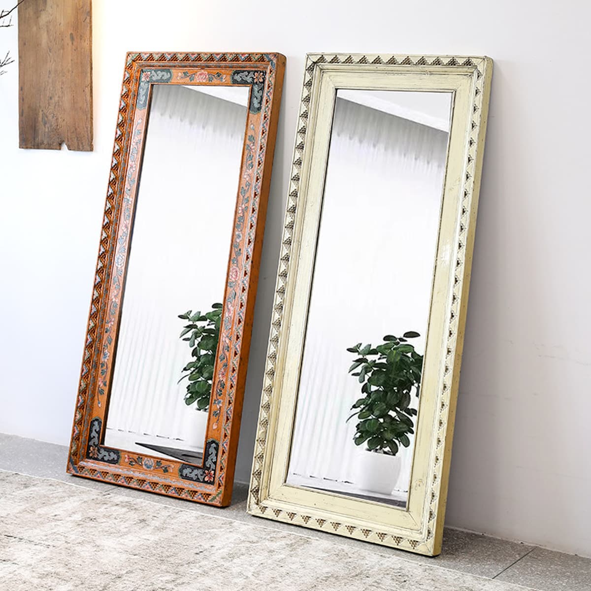 Винтажное окрашенное в ваби-стиле туалетное зеркало из цельного дерева, зеркало в полный рост в тибетском стиле, квадратное...