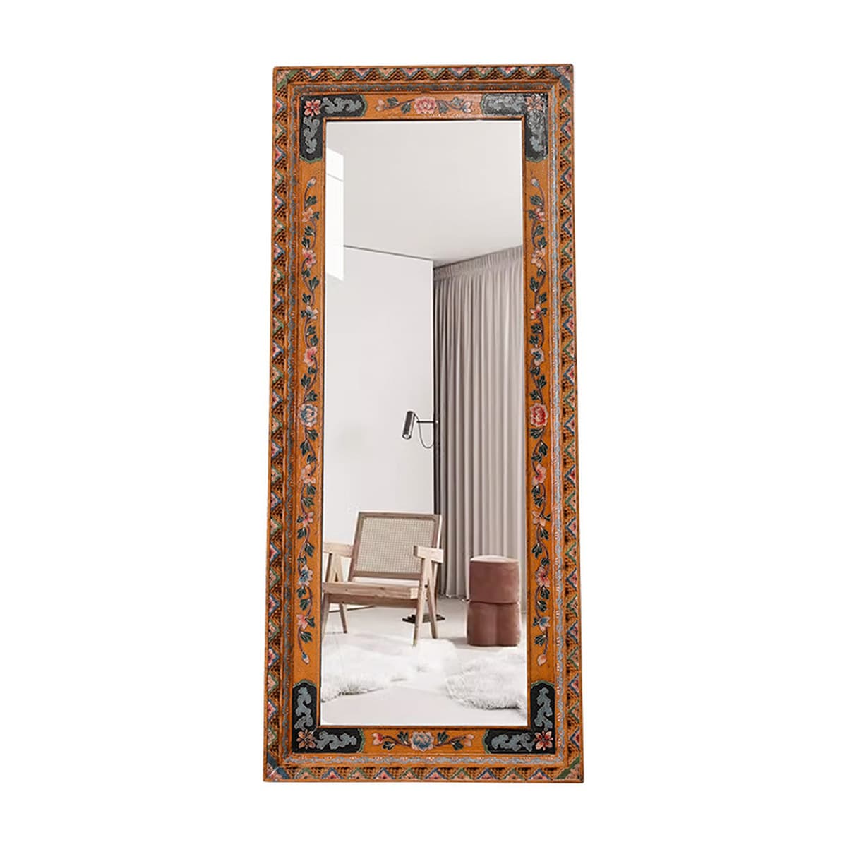 Зеркало для одежды из цельного дерева в древнем стиле