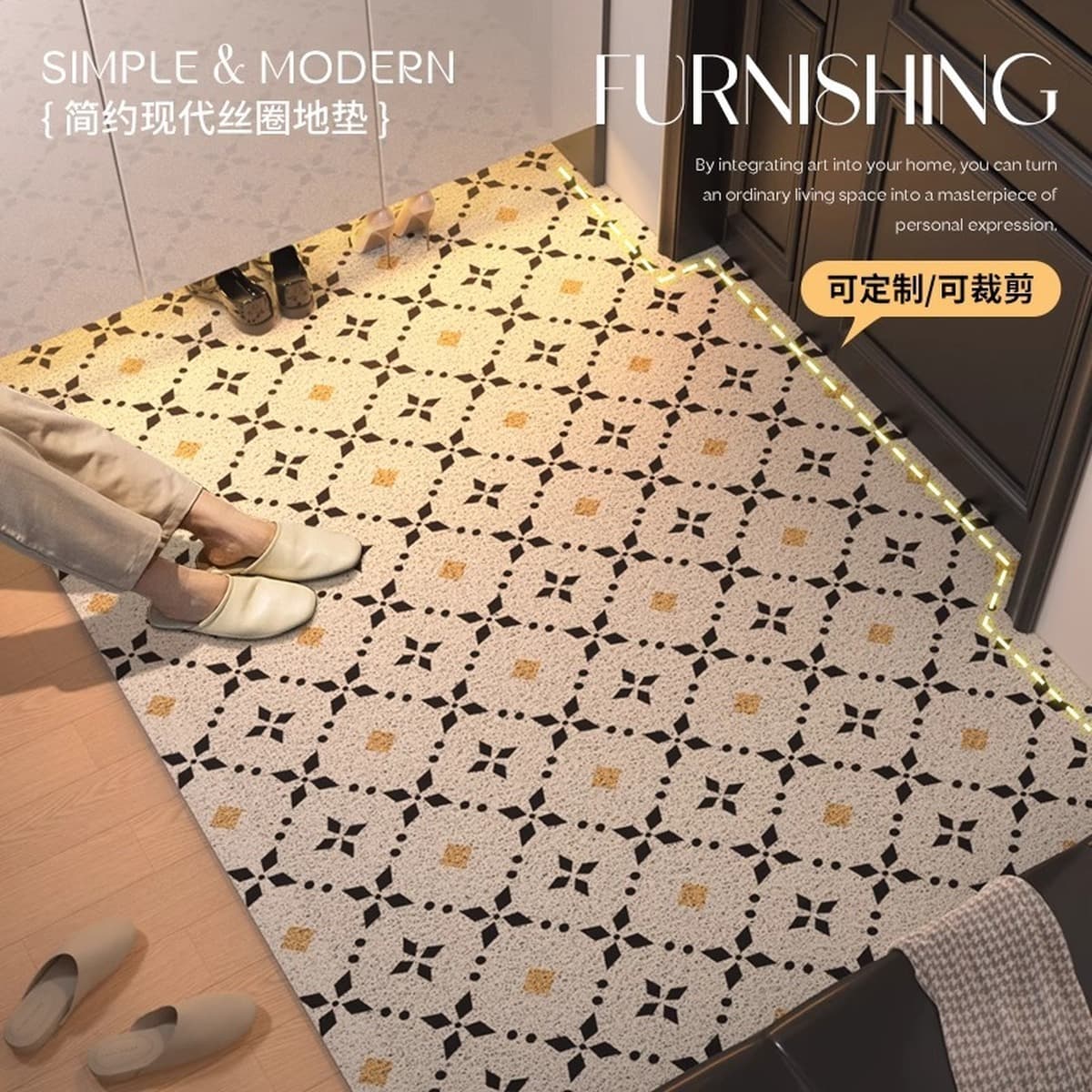 Легкий роскошный напольный коврик для входной двери, нескользящий, износостойкий и устойчивый к царапинам ковер с...