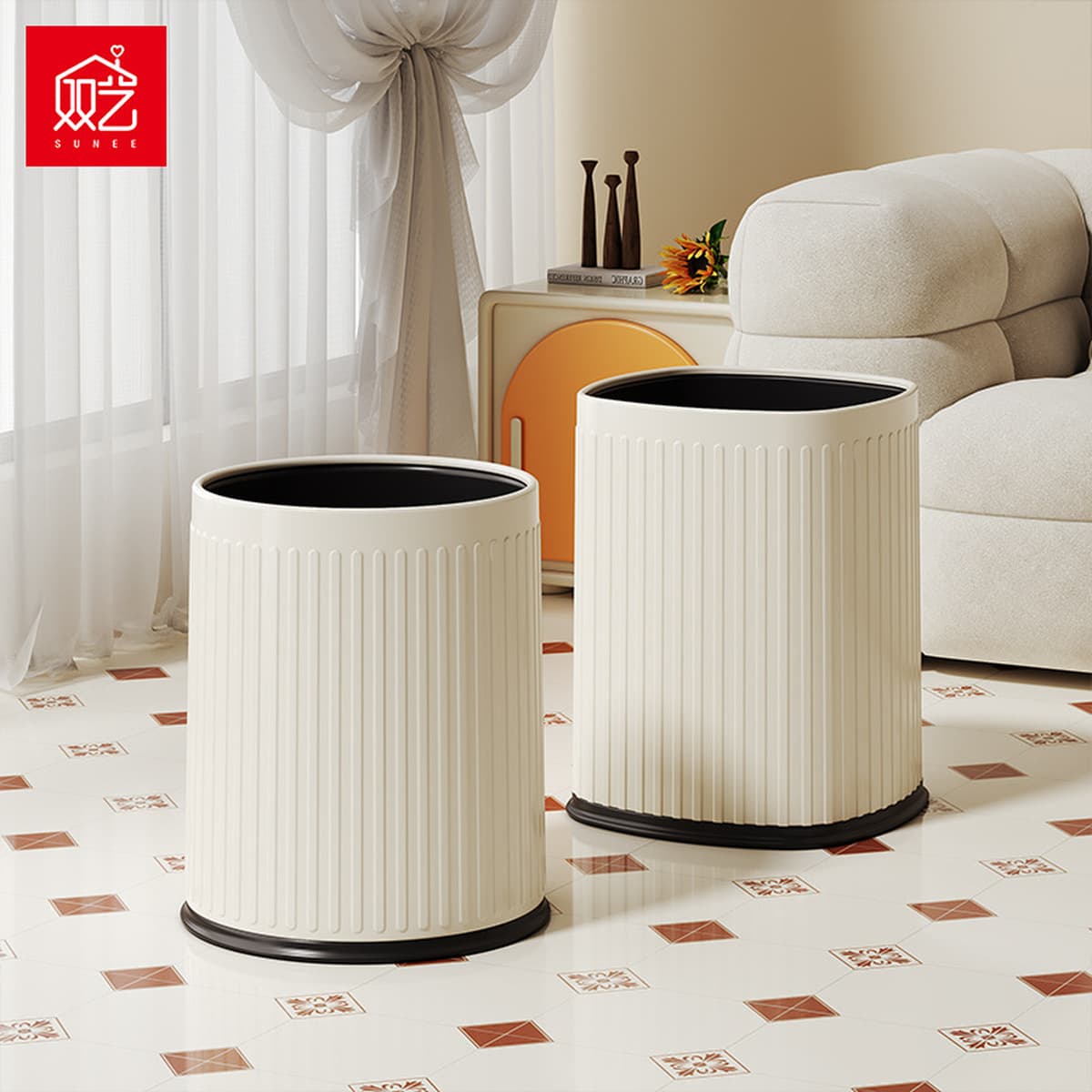 Двойное художественное мусорное ведро, бытовое высокопроизводительное мусорное ведро большой емкости без крышки для...