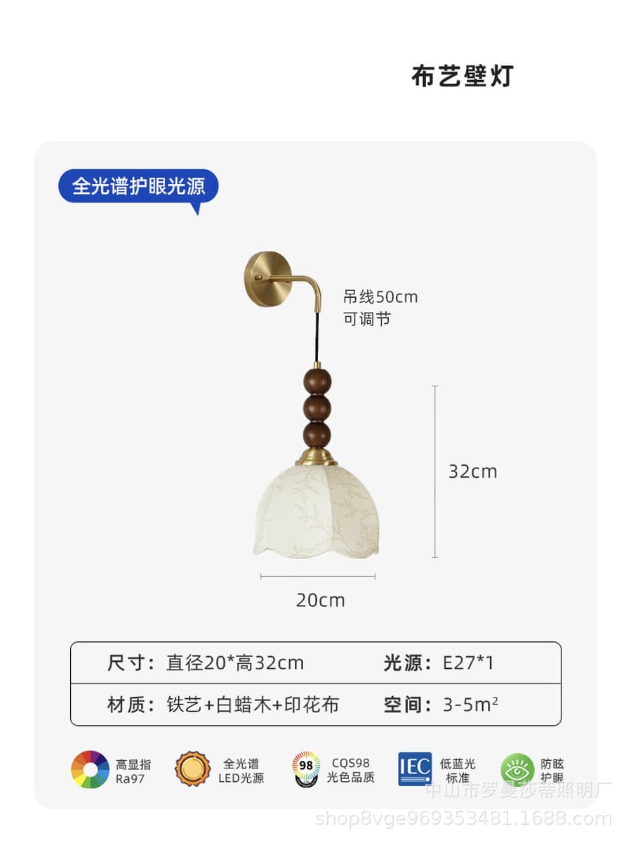 Спальня Прикроватная люстра средневековая французская ретро американский стиль Nanyang Wind ресторан небольшая люстра