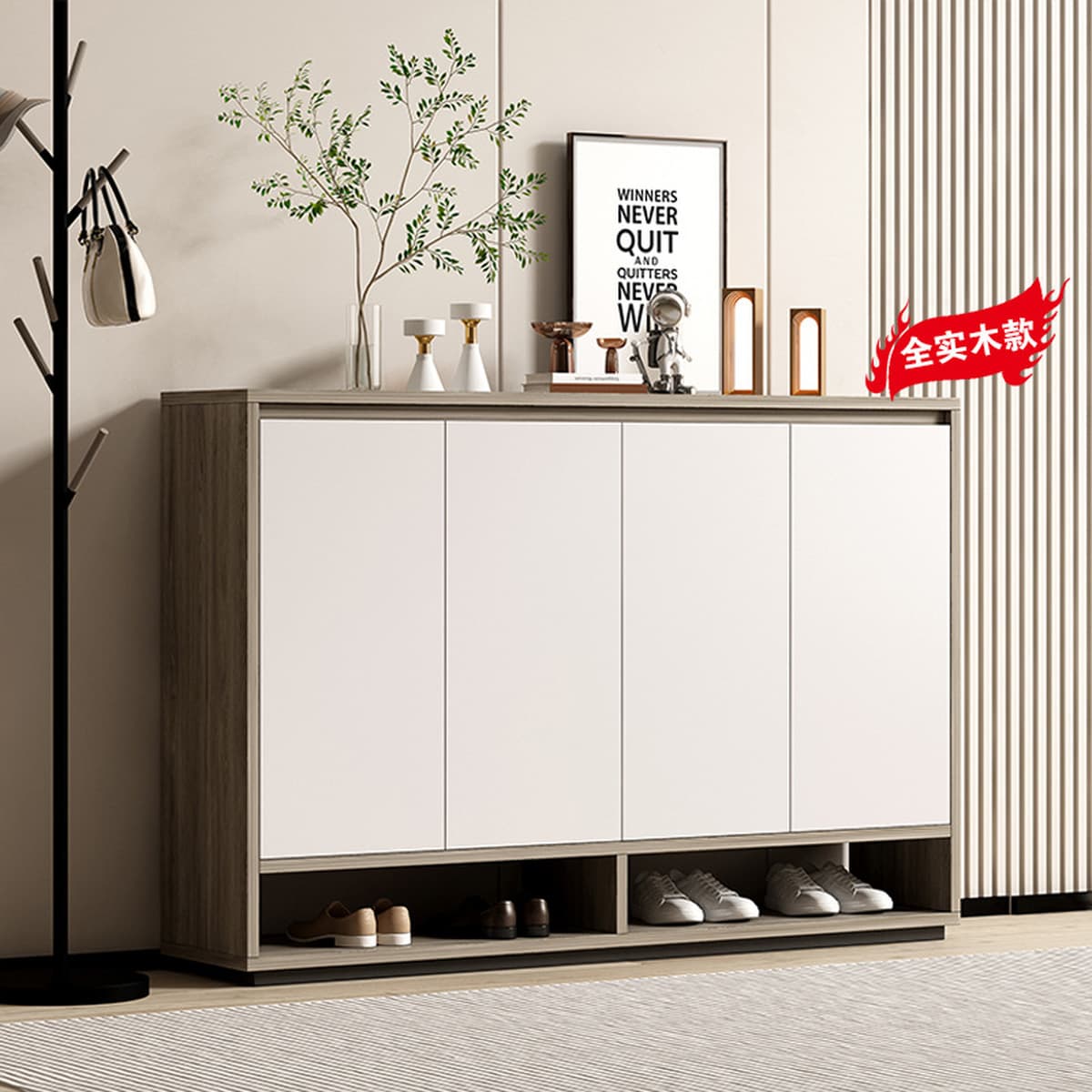 Многоярусный шкаф для обуви из массива дерева для прихожей, со встроенной перегородкой, новая модель 2026 года, большой...