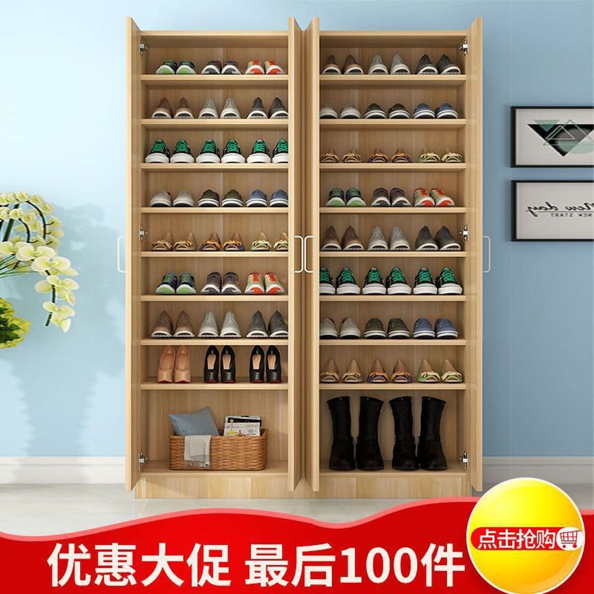 Полка для обуви пылезащитный шкаф для обуви шкаф для хранения балкон фойе многослойный большой вместительный деревянный...