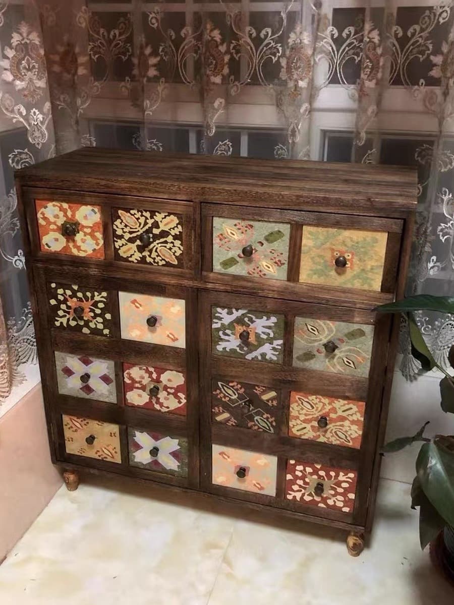 Деревянная гостиная балкон запирающийся шкафчик ретро окрашенный большой емкости входной шкаф