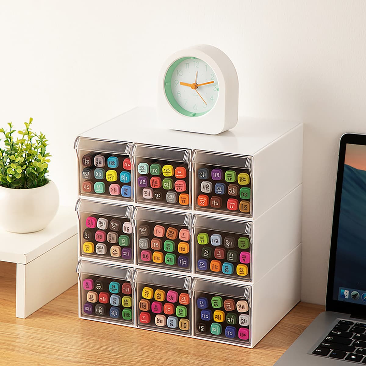 Многофункциональный ящик для хранения канцелярских принадлежностей Прозрачный Штабелируемый ящик для карандашей и маркеров...