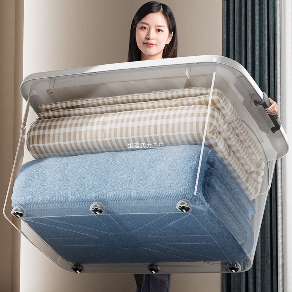 Прозрачный пластиковый органайзер для хранения, утолщенный ящик для хранения, бытовая одежда, одеяло, игрушки, книги, очень...