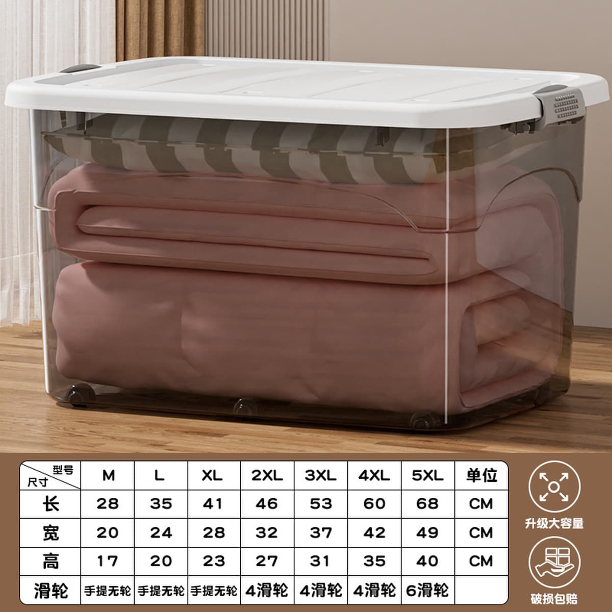 Прозрачный пластиковый органайзер для хранения, утолщенный ящик для хранения, бытовая одежда, одеяло, игрушки, книги, очень...