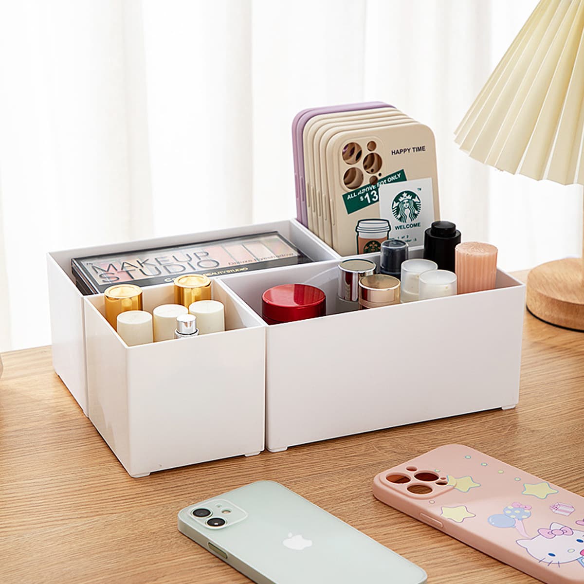 Настольный ящик для хранения канцелярских принадлежностей в студенческом общежитии Штабелируемый прямоугольный ящик для...