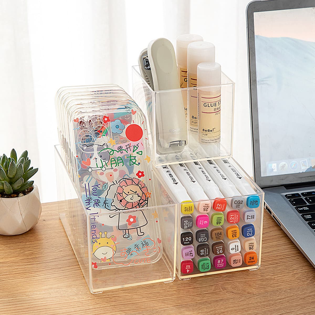 Настольный ящик для хранения канцелярских принадлежностей в студенческом общежитии Штабелируемый прямоугольный ящик для...