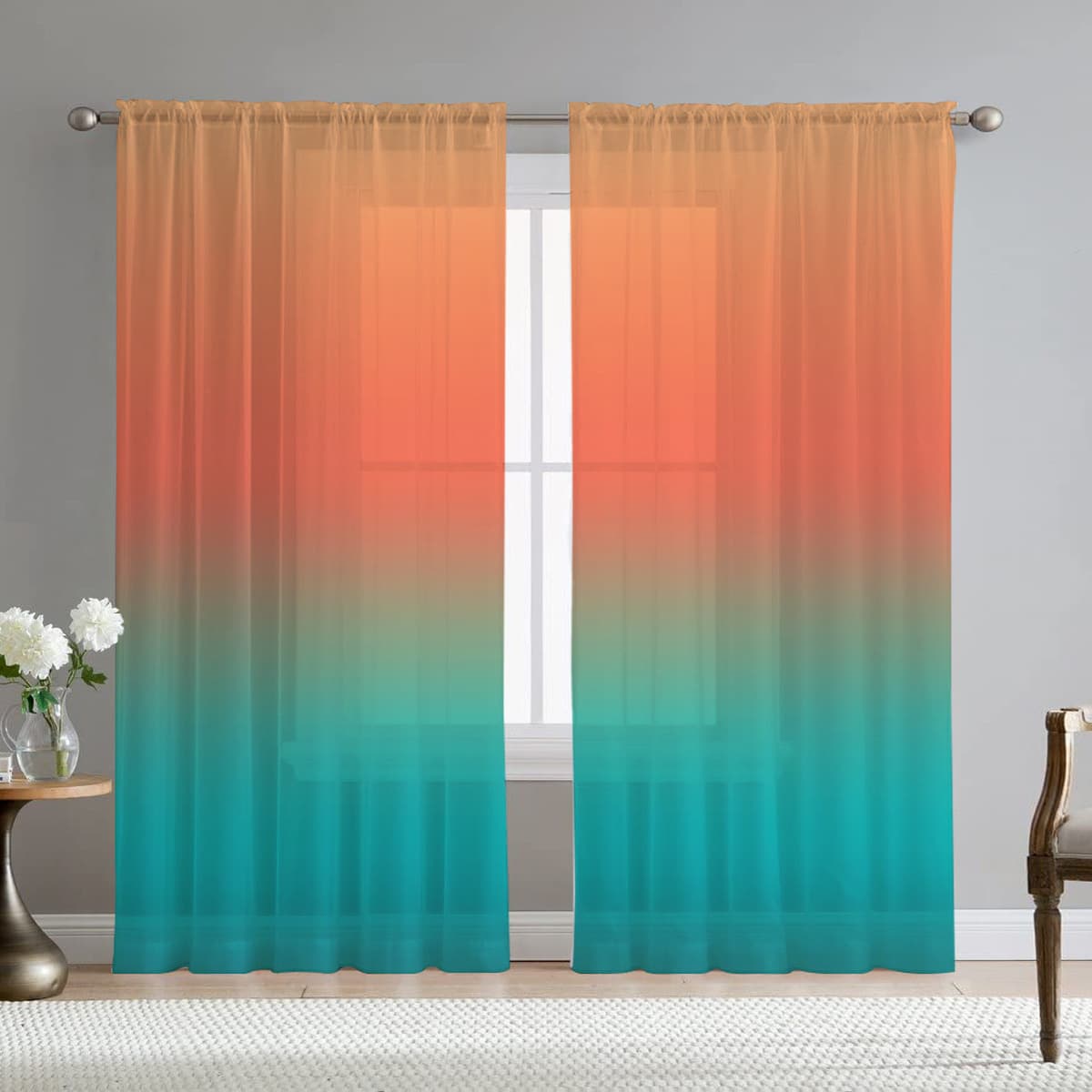 Современная простая марлевая занавеска градиентный цвет оконный экран трансграничная электронная коммерция украшение дома...