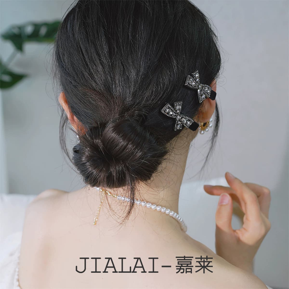 Черная бархатная заколка для волос, полная бриллиантов, легкий роскошный ветер