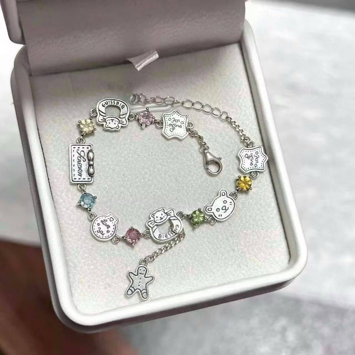 Цветной циркон пряничный человечек медвежонок осенний и зимний рождественский браслет