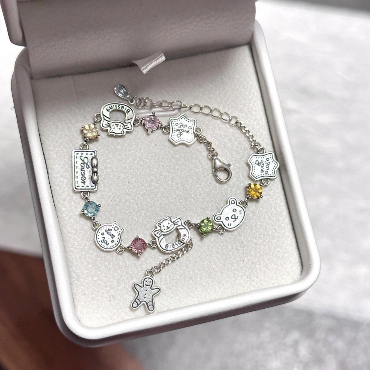 Цветной циркон пряничный человечек медвежонок осенний и зимний рождественский браслет