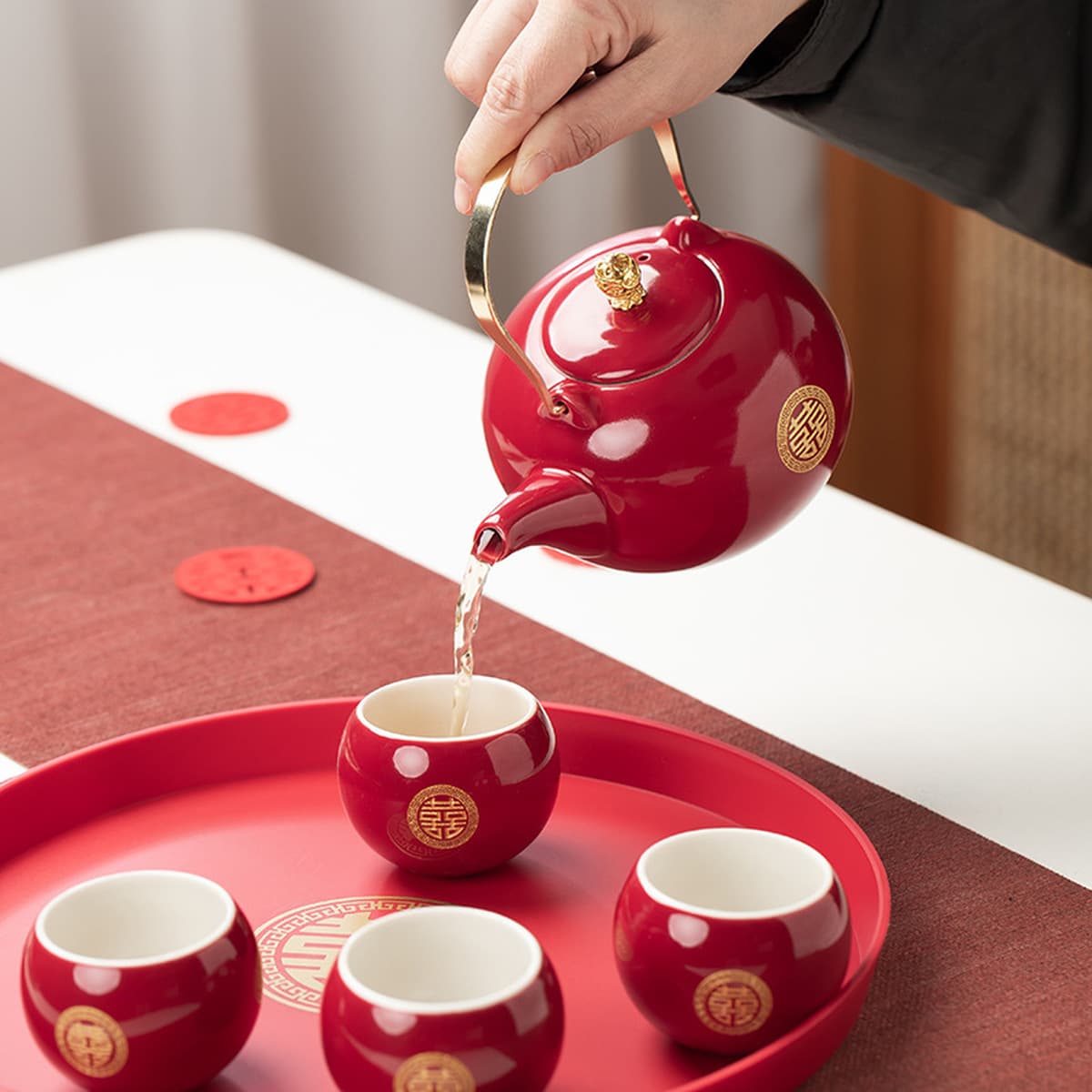Свадебный чайный набор красного приданого