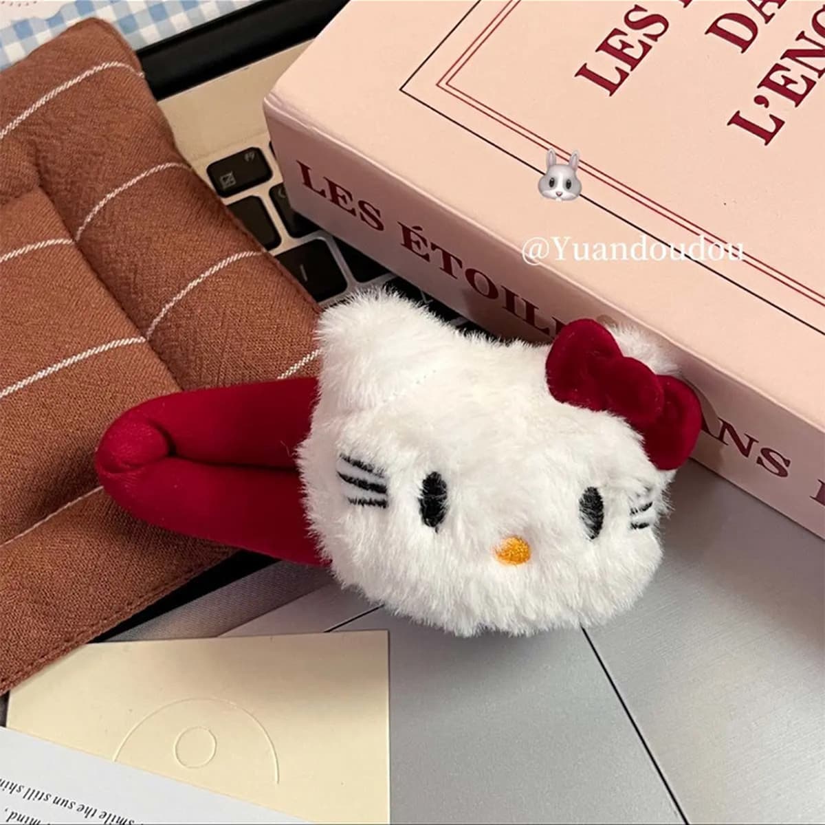 Корейский премиум-смысл двухсторонний Kt бант плюшевый захват мультфильм милый акула зажим сзади