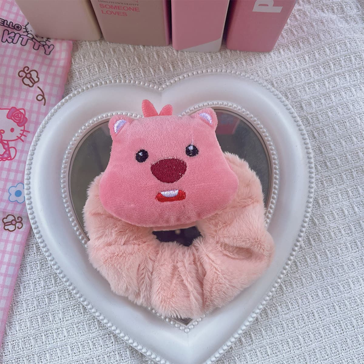 Корейский премиум-смысл двухсторонний Kt бант плюшевый захват мультфильм милый акула зажим сзади