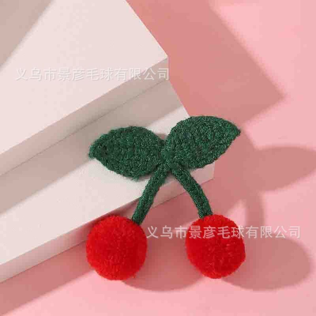 Популярные вязаные аксессуары с брошью в виде красной вишни, ювелирные изделия ручной работы, одежда, шапка, шерстяные...